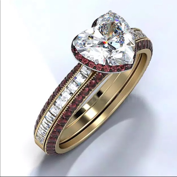 New Yellow Gold Romantic Heart Diamond Ring 💍 - Picture 2 of 6